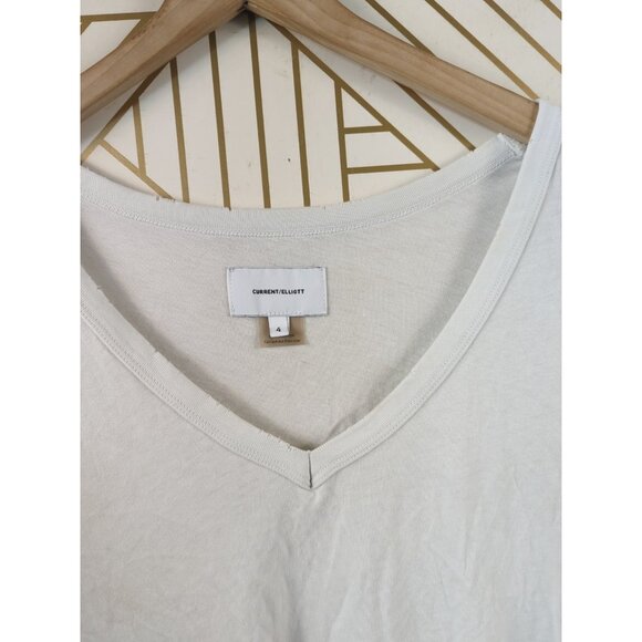 Current Elliott Women's White Distressed Tank Top Tee T Shirt muscle tank Sz 4 - Picture 3 of 6